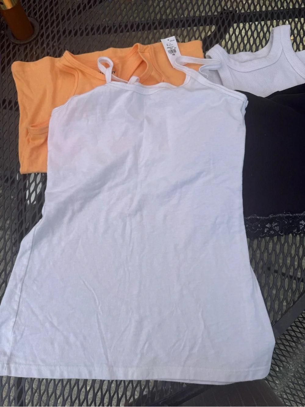 Mix of Girl’s Tank Tops - White, Black & Orange size 8